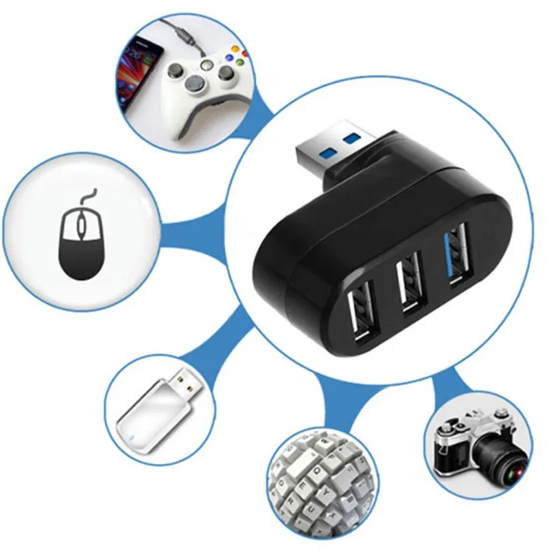 3-Port USB 2.0 Hub – Mini High-Speed Rotating Splitter Adapter for Laptop - Image 2