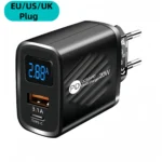 High-Quality MFI Certified QC3.0 + PD USB + Type-C GaN Charger with Digital Display for Mobile Phones