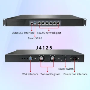 1U Rackmount Network Appliance with Intel J4125 Processor and 6 LAN Ports