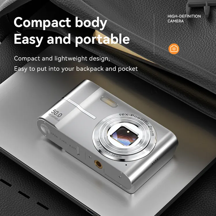 Portable 2.4-inch 16X Zoom CCD Camera, 4K HD Mini Digital Camera for Photography - Image 3