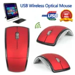 Foldable Wireless Mouse with 2.4GHz Optical USB, Ergonomic Design, and Matte Surface