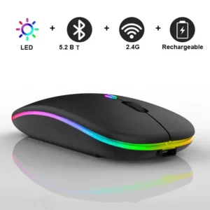 RGB LED Custom Gaming Wireless Rechargeable Mouse with Dual-Mode and Silent Operation
