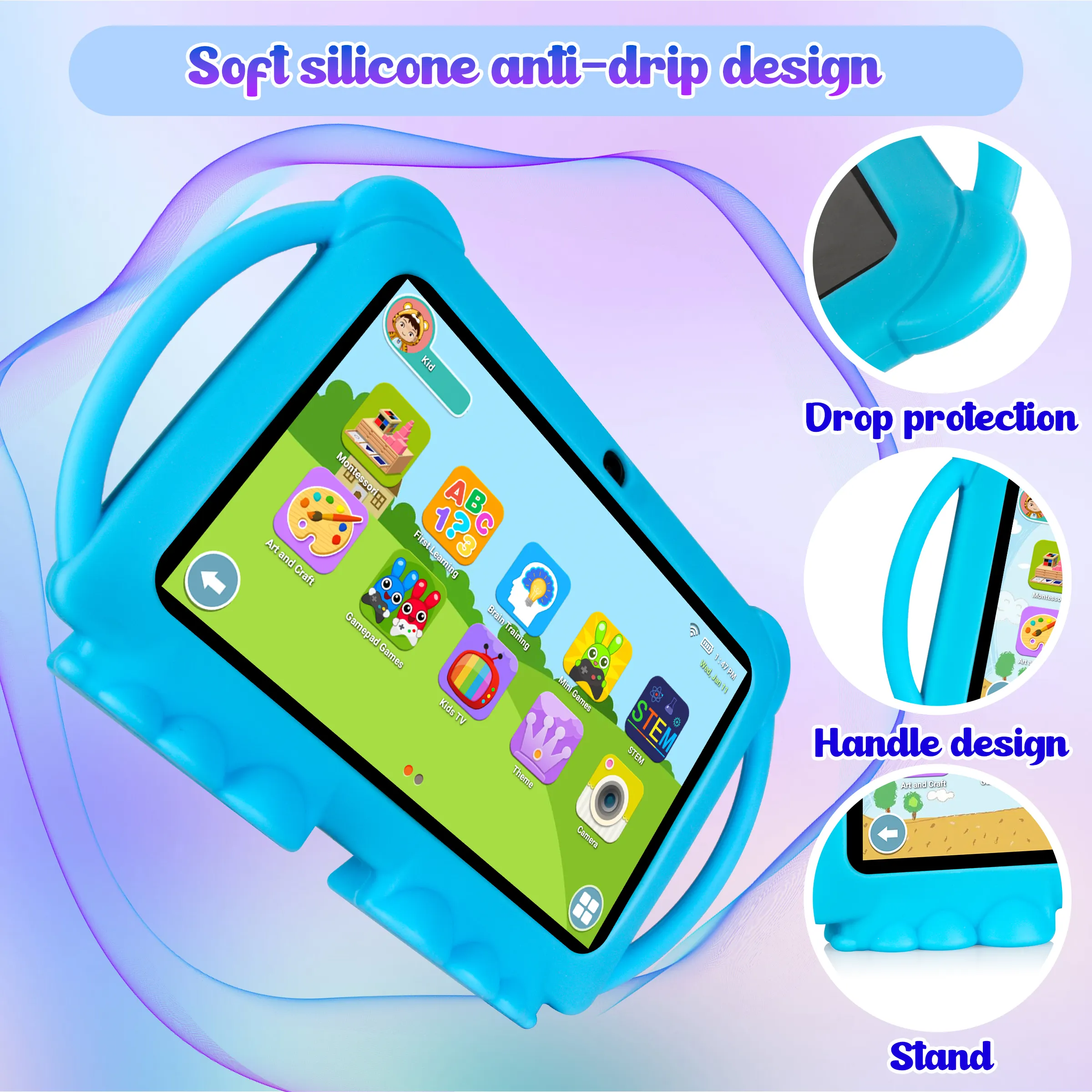 Kids Android Tablet 7-Inch Education Children Learning WiFi Gaming Tablet 3GB+32GB - Image 2