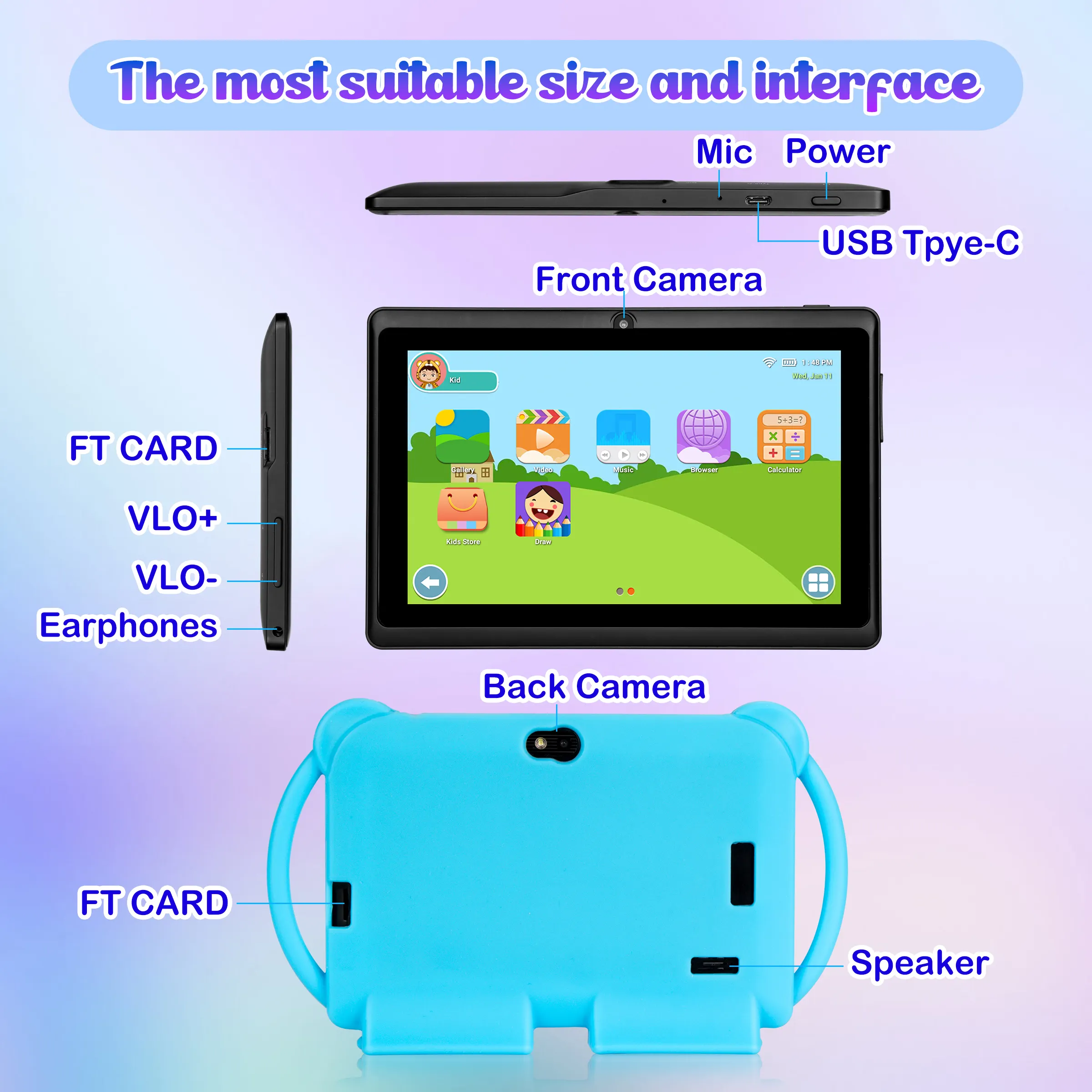 Kids Android Tablet 7-Inch Education Children Learning WiFi Gaming Tablet 3GB+32GB - Image 3