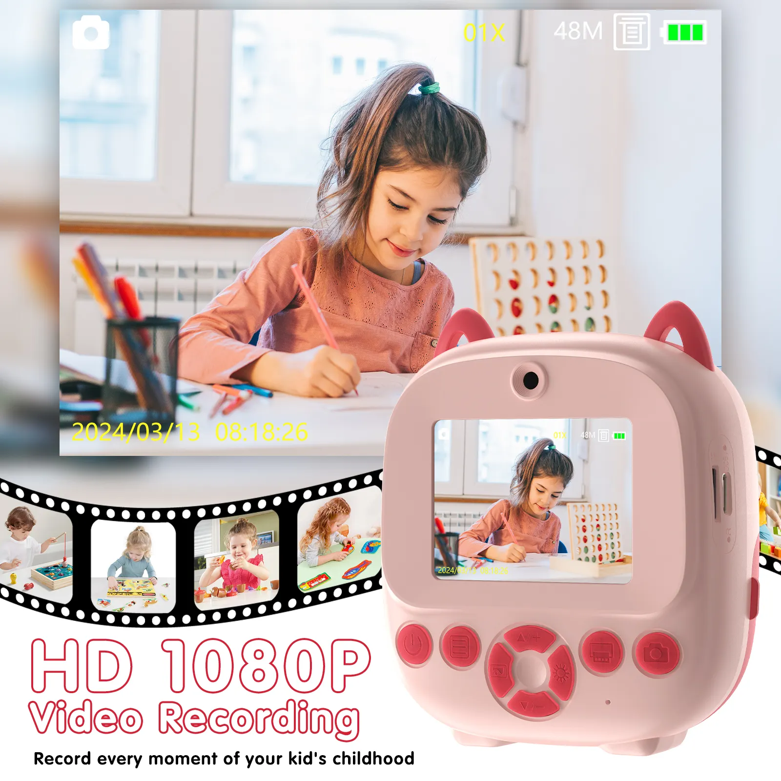 1080P HD Mini Child Kids Camera Toy with Instant Print and Games - Image 3